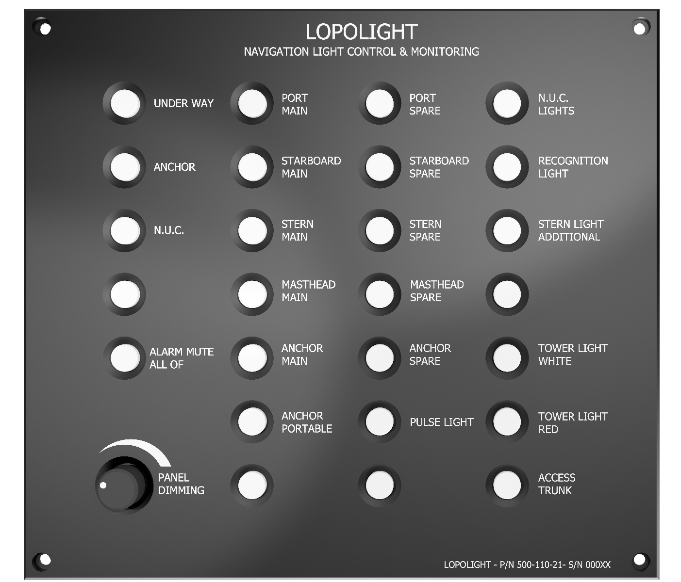 Lopolight control panel for NLC system, 21 button Lopolight control panel for NLC system, 21 button